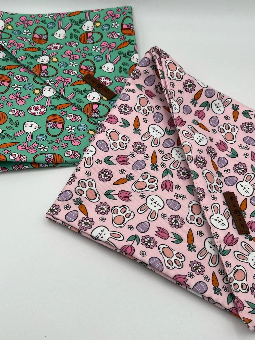 Easter Bunny Print Bandana Dog Scarf - Pink & Mint New size Large